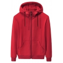 Sportswear Men's Hoodie Pure Color Big Pocket Zip-Fly Long Sleeve Regular Fitted Drawcord Hoodie