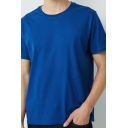 Men Retro Pure Color Tee Short Sleeve Crew Collar Relaxed Fit Tee Top
