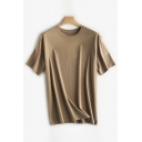 Casual Men's T-Shirt Pure Color Crew Neck Short Sleeve Loose Fitted Tee Top