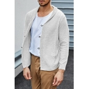 Mens Cool Coat Pure Color Long-Sleeved Shawl Collar Regular Fit Button Up Coat