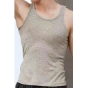 Casual Plain Tank Top Round Collar Sleeveless Slim Fitted Suitable Tank Top for Men