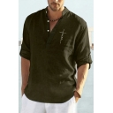 Men Soft Polo Shirt Figure Print Half Button Long-sleeved Relaxed Fit Polo Shirt