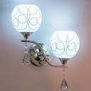 Mid Century White Glass Spherical Sconce 1/2 Lights Bedroom Corridor Wall Mounted Lights