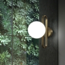 1 Light Glass Shade Wall Sconce Nordic Style 12 Inchs Height Oval Golden Arm Sconce Light for Bedroom