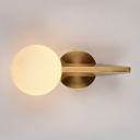 Indoor Glass Ball Wall Mount Lamp Individual 6 Inchs Wide Metal Backplate Wall Lighting for Bedroom in Gold