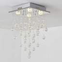Polished Contemporary Pendant Firework-Shaped  Hanging Light Adorned with Crystal Falls in Silver