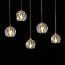 Single-Bulb Clear Crystals Block Hanging Pendant Lights Hanging for Dining Table