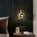 Crystal Single Light Pendant Lamp in Post Modern Style Suspension Light in Brass for Bedroom