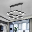 Modern Metal Multi-Layer Living Room Chandelier Square Aluminum Minimalist Lamps