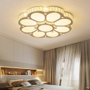 White Flower LED Ceiling Light Modern Crystal Flush Mount Ceiling Lamp for Living Room