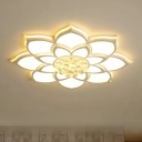 LED Flower Flush Mount Ceiling Light Fixture Contemporary Crystal Flush-Mount Light Fixture in White