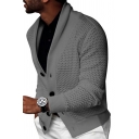Fancy Cardigan Solid Color Knitted Single Breasted Long Sleeved Shawl Collar Relaxed Fit Cardigan for Men