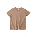 Simple Mens Tee Top Sure Color Short Sleeves Crew Neck Regular Fit T-Shirt