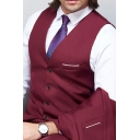 Trendy Suit Vest Whole Colored Front Pocket Detailed Single Breast V-Neck Slimming Waistcoat for Men