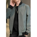 Simple Mens Jacket Contrast Line Long-Sleeved Stand Collar Relaxed Fit Jacket