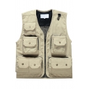 Fashionable Vest Whole Colored Zip Closure Cargo Pocket Baggy Vest for Guys