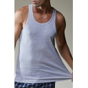 Urban Tank Pure Color Scoop Neck Slimming Sleeveless Tank for Men