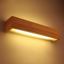 Rectangular LED Bathroom Vanity Fixtures 3.5 Inchs Height Nordic Vanity Light above Mirror in Wood