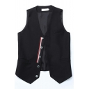 Street Look Mens Suit Vest Contrast Line Pattern V-Neck Sleeveless Regular Button Down Suit Vest