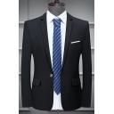 Daily Mens Suit Pure Color Long Sleeve Lapel Collar Single Button Slim Fit Suit Top with Pocket