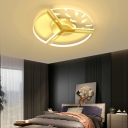 Splicing Circle Shape Flush Light Metal and Acrylic Ceiling Bedroom Light, 16.5