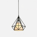 Diamond Form Pendant Industrial Living Room Bedroom 1 Bulb Iron Cage Hanging Lamp