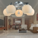 3/5 Lights Globes Semi-Flush Mount Ceiling Light in Chrome Living Room Flush Mount Lighting