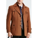 Dashing Guys Jacket Pure Color Button Pocket Notched Collar Long Sleeve Relaxed Single-Breasted Coat
