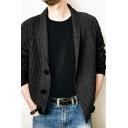 Guy's Casual Cardigan Solid Shawl Collar Long Sleeve Loose Single Breasted Knitted Cardigan