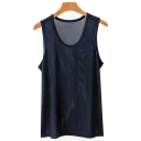 Urban Vest Top Solid Color Crew Neck Relaxed Fit Tank Top for Men