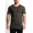 Casual Tee Shirt Solid Crew Collar Regular Fitted Short Sleeves T-Shirt for Men