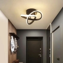2 Ring Linear Semi Flush Mount Light Modern Minimalist Metal LED Indoor Ceiling Flush Mount