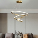 Ring Living Room Chandelier Round Multi Layer Chandelier Pendant Light in 3 Colors Light