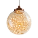 Clear Glass Ball Mini Hanging Lamp Post Modern Warm Light 10 Inchs Wide Pendant Lighting