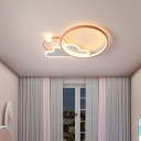 Cloud and Ring Semi Flush Mount Light Arcylic Cartoon Lighting LED Ceiling Lamp for Kid Bedroom