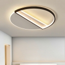 Ring LED Flush Mount Lighting Minimalism 20 Inchs Wide Acrylic Sleeping Room Ceiling Flush in Black
