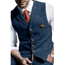 Fancy Suit Vest Button Closure Notched Lapel Collar Sleeveless Slim Fit Suit Vest for Men