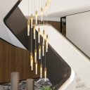 Crystal Tube Suspended Light Ceiling Plate Modern Style 13 Inchs Height Warm Light Hanging Light in Gold