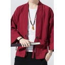 Dashing Mens Coat Plain Color Long-Sleeved Open Front Relaxed Fit Coat