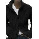 Stylish Cardigan Pure Color Lapel Collar Long-Sleeved Relaxed Fit Button Down Knitted Cardigan