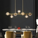 Modern Crystal Island Lights Fixtures Torpedo Dining Table Restaurant Hanging Ceiling Lights