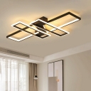 Modern Minimalism LED Ceiling Lighting Metal Geometric Frame Semi Flush Mount Lighting for Living Room