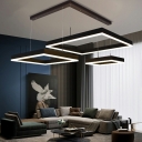 Black Living Room Chandelier Round Multi Layer Chandelier Pendant Light with Arcylic Shade