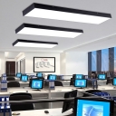 Modern Black Finish Metal LED Chandelier Led Arcylic Office Meeting Room Workshop Corridor