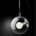Minimalistic Globe Pendulum Light Glass Single-Bulb Suspension Pendant with Chrome Finish