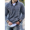 Edgy Boy's Hoodie Whole Colored Regular Fitted Long Sleeve Hooded Drawcord Hoodie