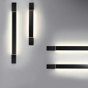 Black Bar Shaped LED Vanity Mirror Light Minimalist Arcylic Flush Mount Wall Light in Warm Light