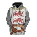 Chic Mens Hoodie 3D Printed Long Sleeves Pocket Detail Rib Cuffs Loose Fitted Hoodie