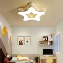 Modern Novelty Star Ceiling Fixture Metal Star Kids Bedroom Ceiling Flush Mount