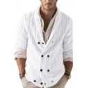 Vintage Cardigan Plain Long-Sleeved Shawl Collar Long Sleeve Relaxed Double Breasted Cardigan for Men